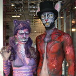 Alice in wonderland body paint cheshire cat and the white rabbit Ibiza